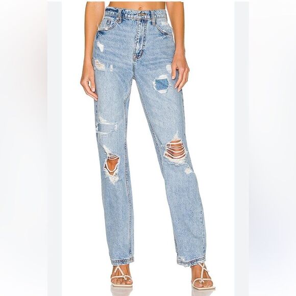 Free People Denim - Free People We The Free Crvy Straight Shooter Jeans 28 Ripped Distressed Raw Hem